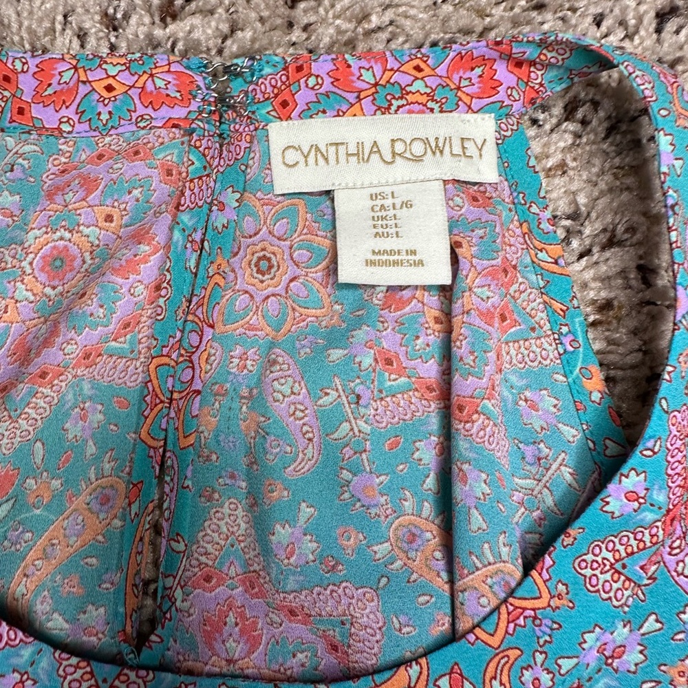 Cynthia Rowley Teal Paisley Blouse